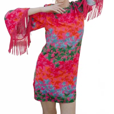Briton Court Silvia Fringe Dress In Starfish In Multi