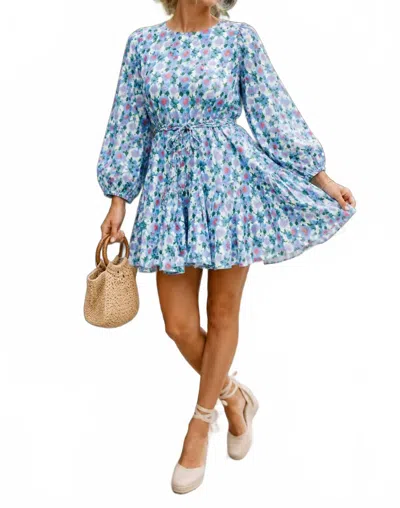 Briton Court Skylar Mini Dress In Blue Multi In Yellow