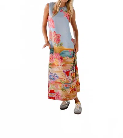 Briton Court Stephe Maxi Dress In Coastal Blue In Multi