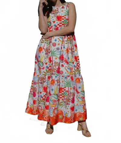 Briton Court Stephe Maxi Dress In Orange Multi