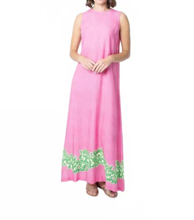 Briton Court Stephe Summer Lattice Maxi Dress In Pink