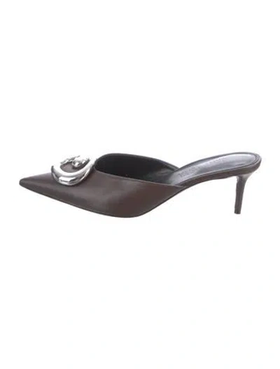 Pre-owned Britt Netta Leather Mules In Brown