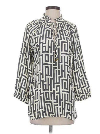 Pre-owned Britt Ryan 3/4 Sleeve Silk Top Gray Square Neckline Tops
