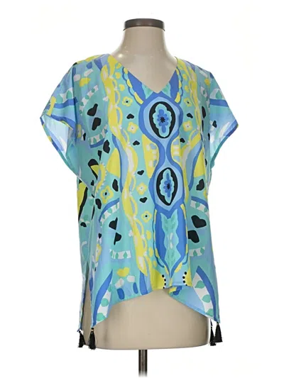 Britt Ryan Short Sleeve Blouse In Blue