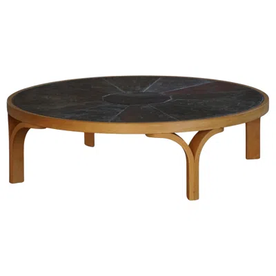 Pre-owned Britt Sallingboe Danish Mid-20th Century Modern, Low Coffee Table, Wood Frame & Ceramic Tile Top In Brown