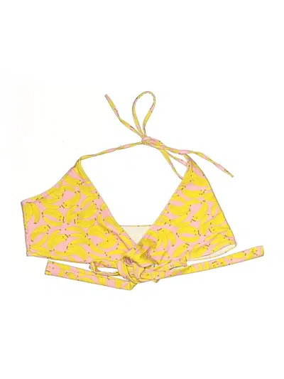 Pre-owned Brittany Allen Swimsuit Top Yellow Print Pattern Swimwear