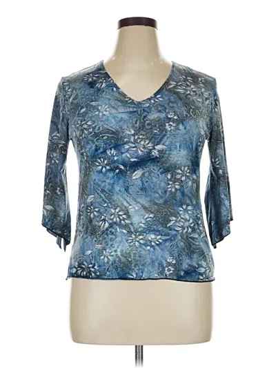 Pre-owned Brittany Black 3/4 Sleeve Blouse In Blue