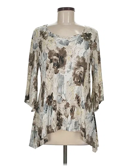 Pre-owned Brittany Black 3/4 Sleeve Blouse In Gray