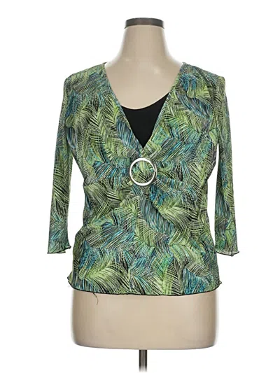 Pre-owned Brittany Black 3/4 Sleeve Blouse In Green