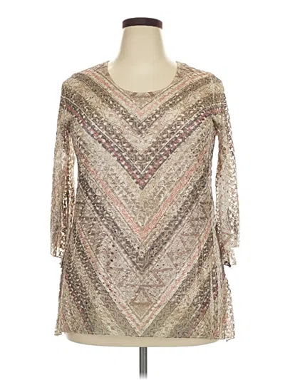 Pre-owned Brittany Black 3/4 Sleeve Blouse In Silver