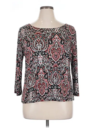 Pre-owned Brittany Black 3/4 Sleeve Top Black Boatneck Tops