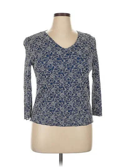 Pre-owned Brittany Black 3/4 Sleeve Top Blue V Neck Tops