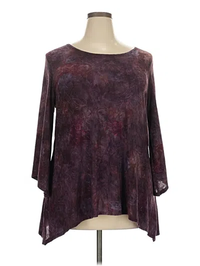 Pre-owned Brittany Black 3/4 Sleeve Top Burgundy Boatneck Tops