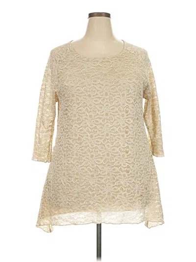Pre-owned Brittany Black 3/4 Sleeve Top Ivory Boatneck Tops In White
