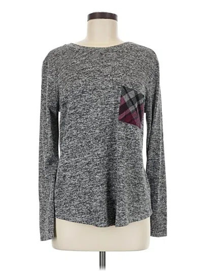 Pre-owned Brittany Black Long Sleeve Top Gray Crew Neck Tops
