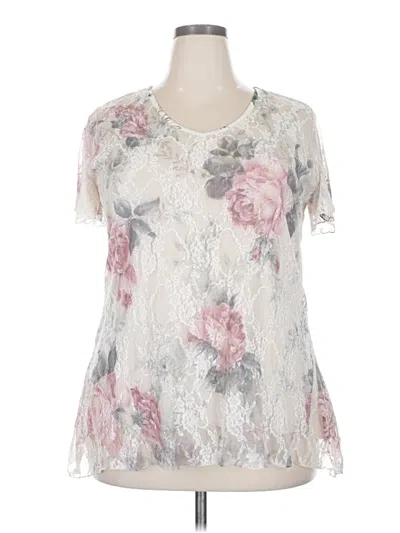 Pre-owned Brittany Black Short Sleeve Blouse In Pink