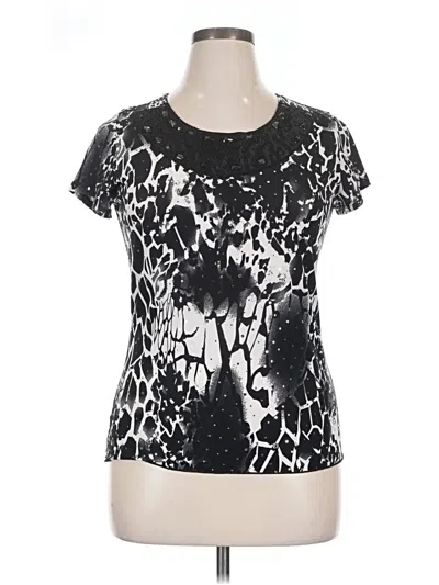 Pre-owned Brittany Black Short Sleeve Top Black Scoop Neck Tops