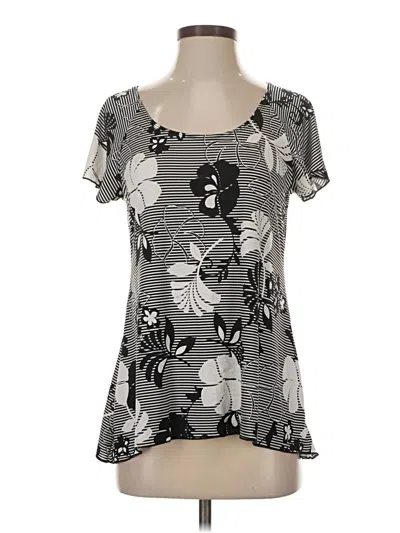 Pre-owned Brittany Black Short Sleeve Top Gray Scoop Neck Tops