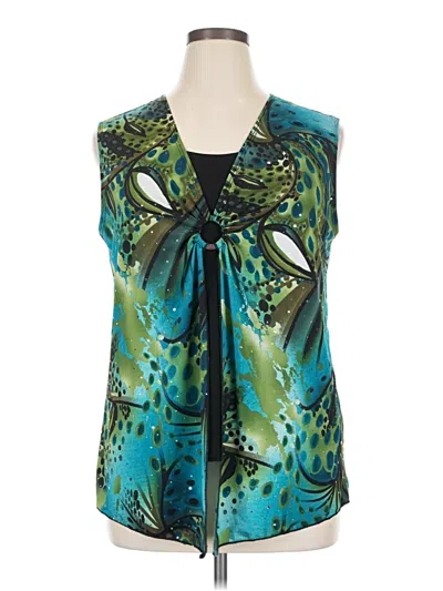 Pre-owned Brittany Black Sleeveless Blouse In Green