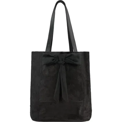 Brix + Bailey Black Bow Calf Hair Women's Tote Shoulder Bag