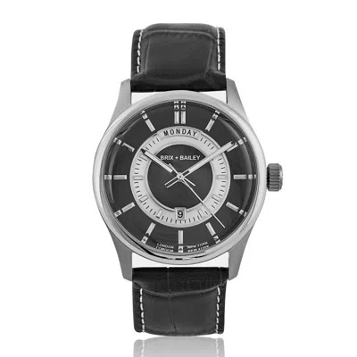 Brix + Bailey Black / Silver The  Black Barker Men's Unisex Leather Strap Watch Form One