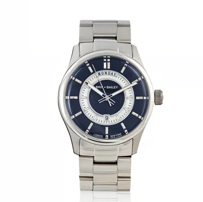 Brix + Bailey Blue / Silver The  Navy Blue Men's Barker Steel Strap Watch Form Four In White
