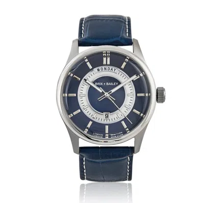 Brix + Bailey Blue The  Navy Barker Men's Unisex Leather Strap Watch Form Three