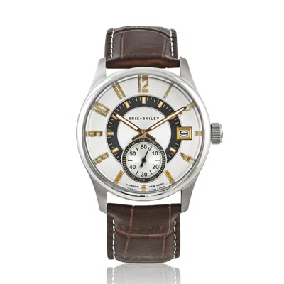 Brix + Bailey Gold / Brown / Silver The  Men's Gold And Silver Price Leather Strap Watch Form Five In Gray