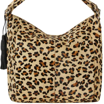 Brix + Bailey Leopard Print Leather Top Handle Grab Bag In Brown