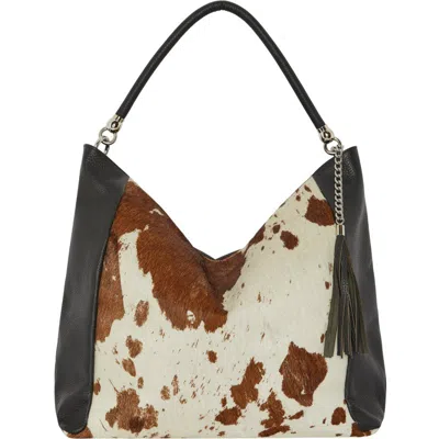 Brix + Bailey Natural Animal Print Leather Shoulder Bag In Brown