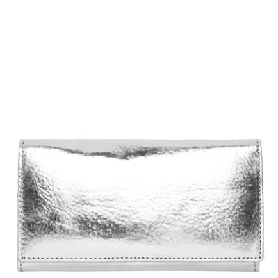 Brix + Bailey Silver Leather Multi Section Purse In Grey