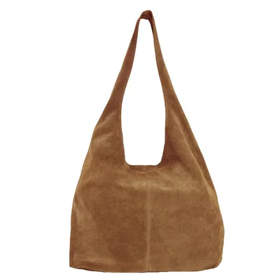 Brix + Bailey Tan Suede Leather Hobo Boho Shoulder Bag In Brown