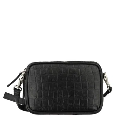 Brix + Bailey Women's Black Croc Print Leather Crossbody Bag