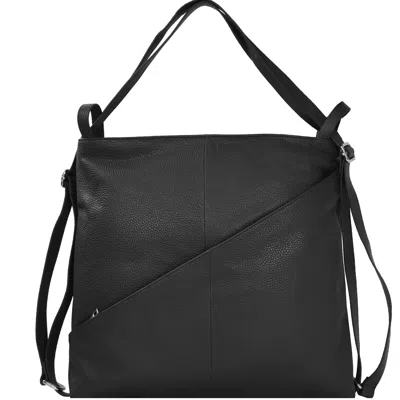 Brix + Bailey Women's Black Leather Convertible Tote Backpack