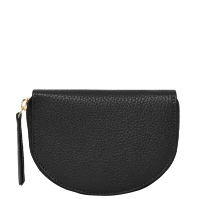 Brix + Bailey Women's Black Leather Zip Around Half Moon Purse