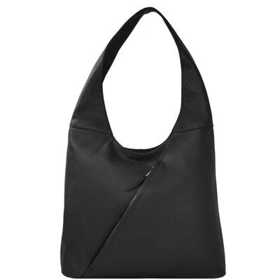 Brix + Bailey Women's Black Leather Zip Shoulder Hobo Bag