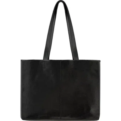 Brix + Bailey Women's Black Travel Lightweight Leather Horizontal Tote Shopper Bag