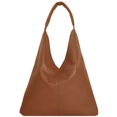 Brix + Bailey Camel Premium Leather Boho Hobo Shoulder Bag In Brown