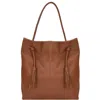Brix + Bailey Women's Brown Camel Drawcord Leather Hobo Shoulder Bag In Brown