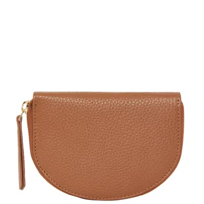 Brix + Bailey Women's Brown Tan Leather Zip Around Half Moon Purse