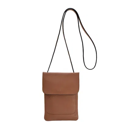 Brix + Bailey Women's Brown Tan Sling Phone Crossbody Leather Bag