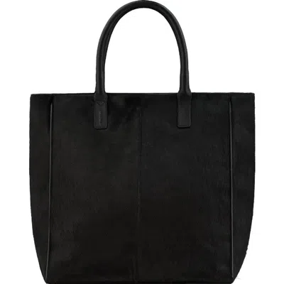 Brix + Bailey Women's Calf Hair Large Leather Tote Bag Black