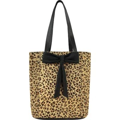 Brix + Bailey Women's Gold / Brown Leopard Print Bow Calf Hair Leather Tote Bag In Gold/brown