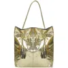 Brix + Bailey Women's Gold Drawcord Metallic Leather Hobo Shoulder Bag In Gold