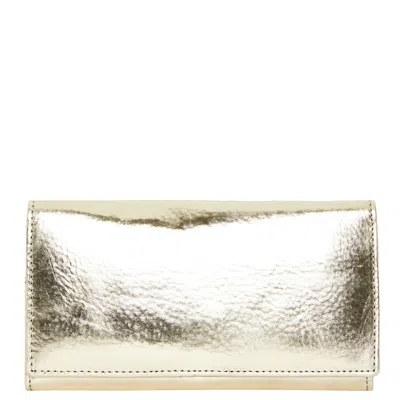Brix + Bailey Women's Gold Leather Multi Section Purse In White