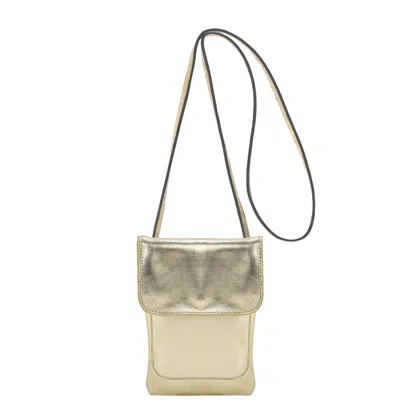 Brix + Bailey Women's Gold Metallic Sling Phone Leather Bag