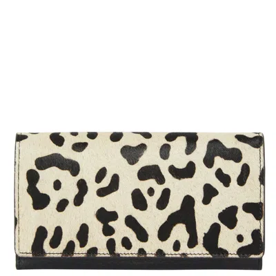 Brix + Bailey Women's Neutrals / Black Ivory Animal Print Leather Multi Section Purse