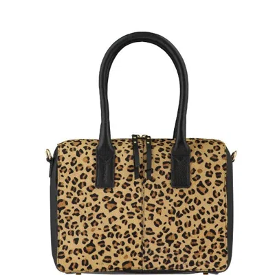 Brix + Bailey Women's Neutrals / Brown Leopard Print Cowhide Leather Crossbody Shoulder Bag