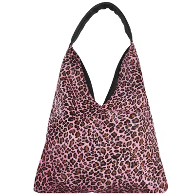 Brix + Bailey Women's Pink / Purple Pink Animal Print  Boho Leather Triangular Shoulder Bag In Pink/purple