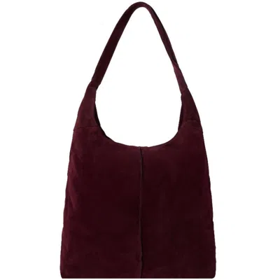 Brix + Bailey Women's Red Maroon Soft Suede Hobo Shoulder Bag In Black